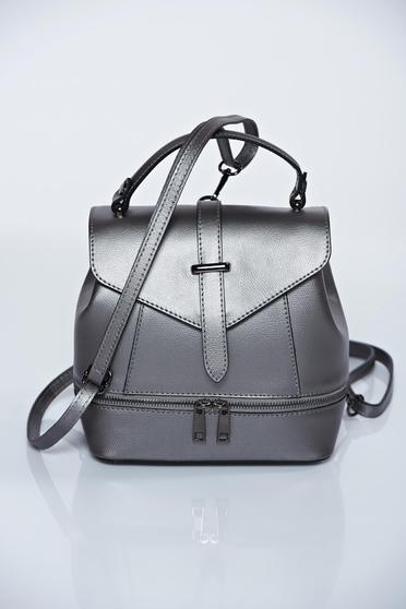 Grey natural leather bag zipper accessory