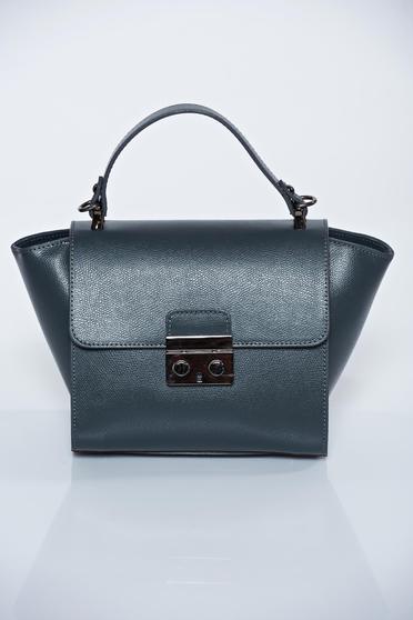 Grey casual natural leather bag with a compartment with internal pockets