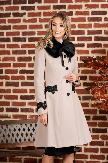 LaDonna best impulse elegant embroidered from wool with inside lining grey coat