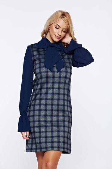 LaDonna darkblue daily flared dress with chequers