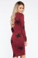 PrettyGirl burgundy casual pencil knitted dress with print details 2 - StarShinerS.com
