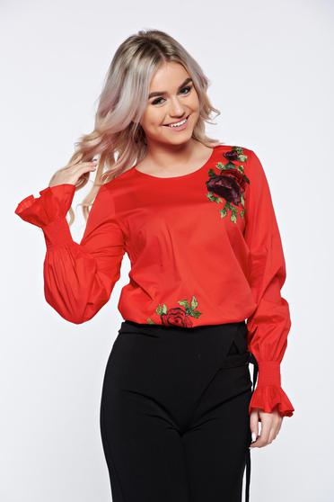 LaDonna red flared embroidered women`s blouse