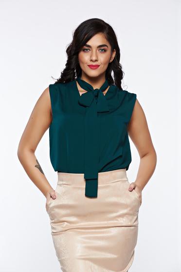 Top Secret darkgreen elegant women`s blouse with easy cut airy fabric slightly transparent fabric