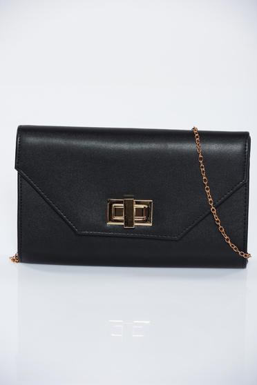Black occasional bag from ecological leather with metallic aspect