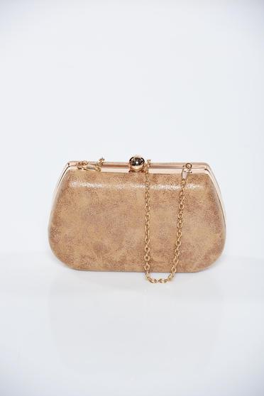 Brown occasional bag with metallic aspect with metalic accessory