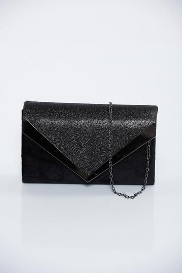 Black occasional bag from velvet with glitter details