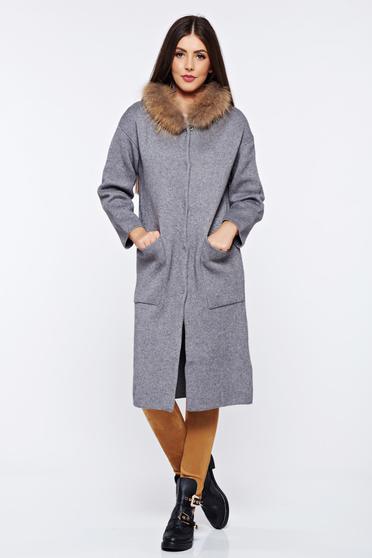 Grey Heavy Thick Pocketed Vest Cardigan main image 0