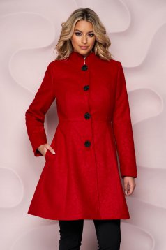 Artista red elegant coat from non elastic fabric with inside lining
