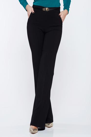 Fofy black office flared high waisted trousers with pockets