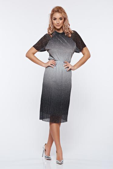 StarShinerS silver dress occasional with metallic aspect with elastic waist