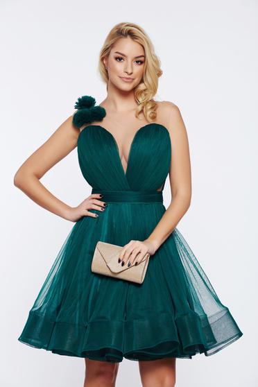 Ana Radu green occasional dress with a cleavage with floral details