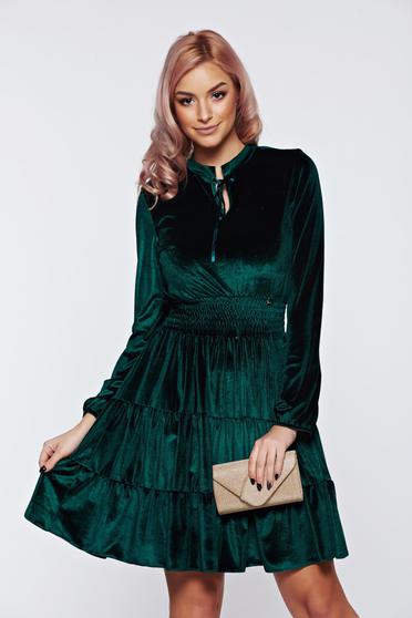 PrettyGirl darkgreen occasional velvet cloche dress