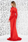 Ana Radu red occasional long sleeved dress accessorized with tied waistband 2 - StarShinerS.com