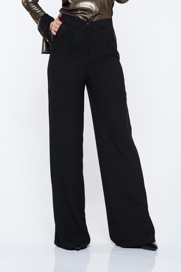 PrettyGirl black trousers high waisted flared with pockets
