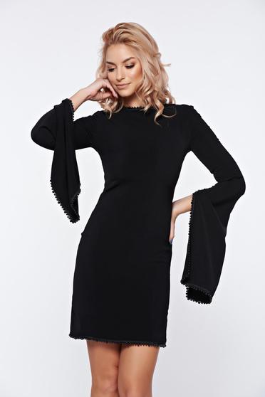 Ana Radu black dress with bell sleeve with small beads embellished details occasional