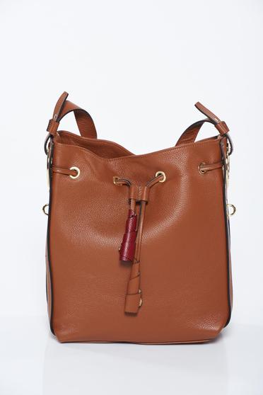 Brown bag office with laced details natural leather