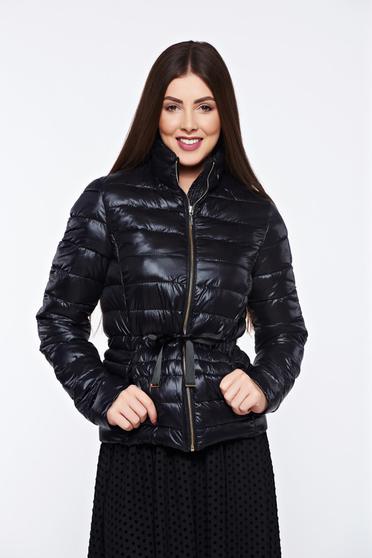 Top Secret black jacket casual from slicker with zipper details pockets