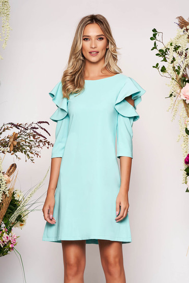 Mint daily elegant a-line dress slightly elastic fabric with ruffled sleeves