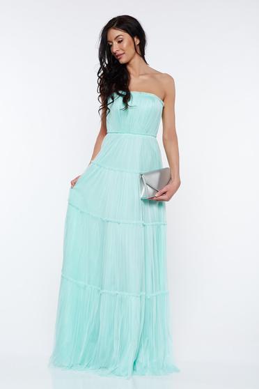 Rochie Ana Radu mint de lux din tul captusita pe interior cu umeri goi
