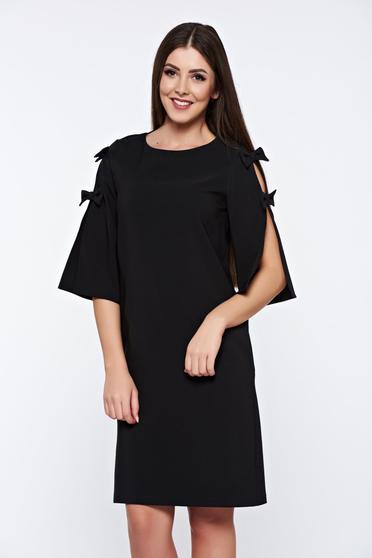Rochie LaDonna neagra eleganta din stofa usor elastica cu croi larg