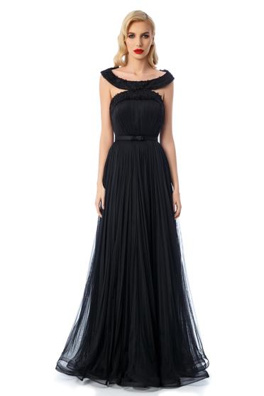 Rochie Ana Radu neagra de lux tip corset din tul captusita pe interior