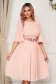 Rochie plisata din voal piersica midi in clos accesorizata cu cordon brodat in atelierele proprii - StarShinerS 1 - StarShinerS.ro