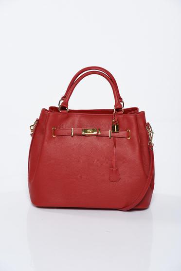 Red office bag natural leather