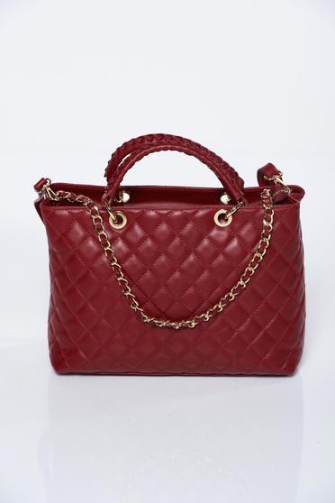 Burgundy bag office natural leather with a compartment with internal pockets
