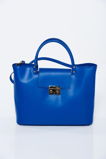 Blue bag natural leather office