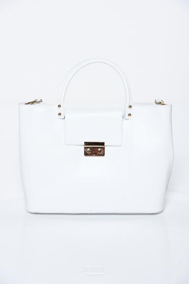 White bag office natural leather