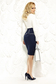 Fofy darkblue office pencil skirt slightly elastic fabric with frilled waist 2 - StarShinerS.com