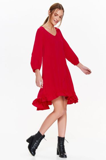 Top Secret red dress casual flared with ruffles at the buttom of the dress
