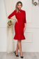 Rochie StarShinerS rosie eleganta cu un croi mulat din material elastic cu volanase la baza rochiei 2 - StarShinerS.ro