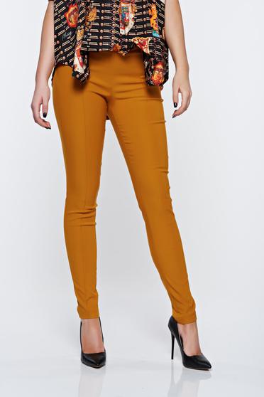 PrettyGirl mustard trousers high waisted office with pockets conical