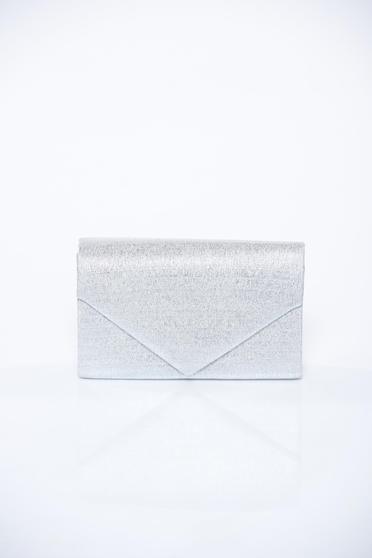 Silver occasional clutch bag long chain handle
