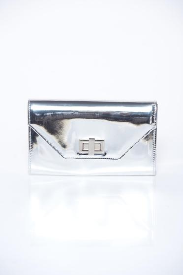 Silver bag elegant clutch from shiny fabric