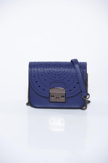 Top Secret darkblue bag casual from ecological leather pierced fabric long chain handle
