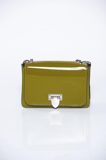 Top Secret khaki bag casual from ecological leather long chain handle from shiny fabric