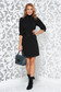 Artista black dress elegant with puffed sleeves accessorized with tied waistband from elastic fabric 3 - StarShinerS.com