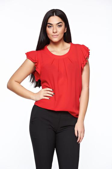 LaDonna red women`s blouse elegant transparent chiffon fabric with easy cut