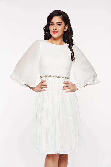 StarShinerS white occasional from veil fabric dress with inside lining with embellished accessories