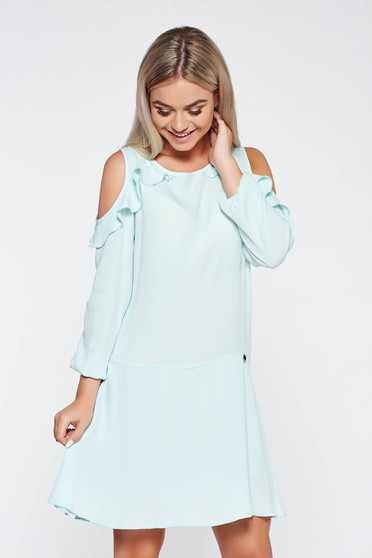 PrettyGirl daily mint dress flared both shoulders cut out