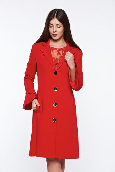 LaDonna red elegant trenchcoat slightly elastic fabric with inside lining