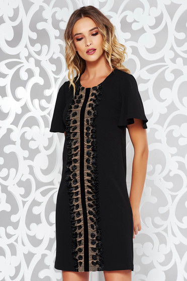 StarShinerS black elegant flared dress with lace details