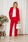 StarShinerS red office trousers with pockets medium waist slightly elastic fabric with straight cut 1 - StarShinerS.com