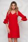 StarShinerS red office flared dress slightly elastic fabric with wrinkled sleeves 6 - StarShinerS.com