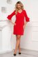 StarShinerS red office flared dress slightly elastic fabric with wrinkled sleeves 3 - StarShinerS.com