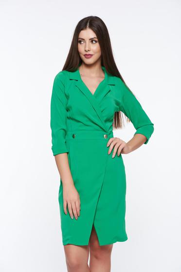 PrettyGirl wrap around lightgreen dress office slightly elastic fabric blazer type
