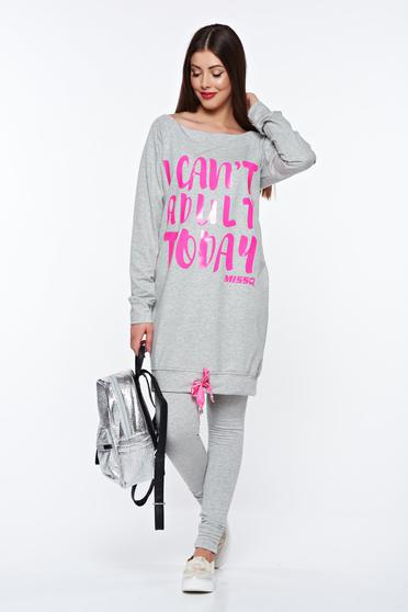 MissQ grey casual cotton set with easy cut with laced details