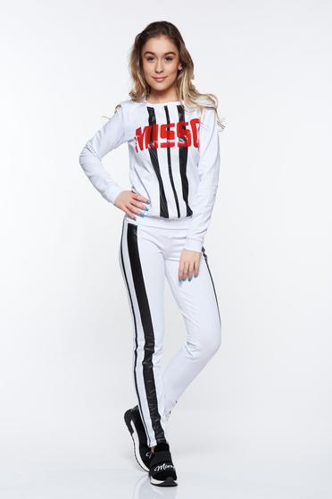 Set MissQ alb sport din bumbac cu print